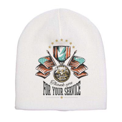 Thank You For Your Service Veteran Short Acrylic Beanie