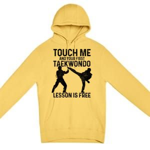 Taekwondo Your First Lesson Is Free Funny Martial Artist Gift Premium Pullover Hoodie