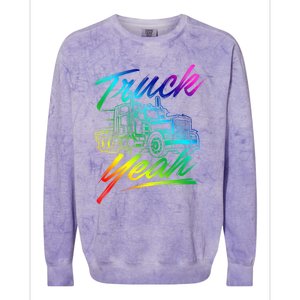 Truck Yeah Gift Semi Truck Driver Big Rig Trucking Trucker Great Gift Colorblast Crewneck Sweatshirt