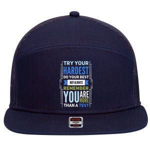 Try Your Hardest Do Your Best Exam Test Day Teacher Testing 7 Panel Mesh Trucker Snapback Hat