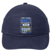 Try Your Hardest Do Your Best Exam Test Day Teacher Testing 7-Panel Snapback Hat