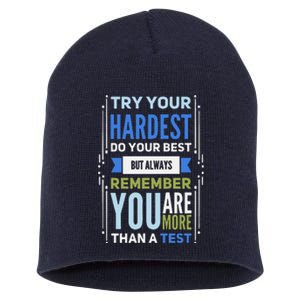 Try Your Hardest Do Your Best Exam Test Day Teacher Testing Short Acrylic Beanie