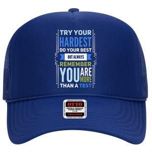 Try Your Hardest Do Your Best Exam Test Day Teacher Testing High Crown Mesh Back Trucker Hat