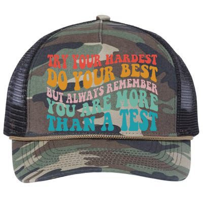 Try Your Hardest Do Your Best Teacher Te Day Retro Rope Trucker Hat Cap