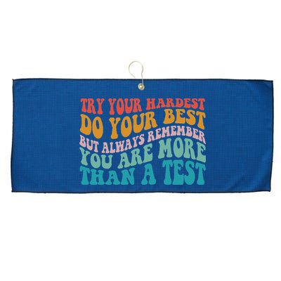 Try Your Hardest Do Your Best Teacher Te Day Large Microfiber Waffle Golf Towel