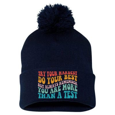 Try Your Hardest Do Your Best Teacher Te Day Pom Pom 12in Knit Beanie