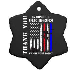 Thank You Honor Our Heroes Never Forget Memorial Day Flag Gift Ceramic Star Ornament