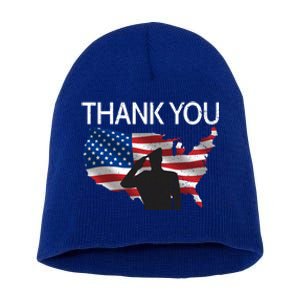 Thank You Honor The Soldiers Salute Memorial Day Gift Short Acrylic Beanie