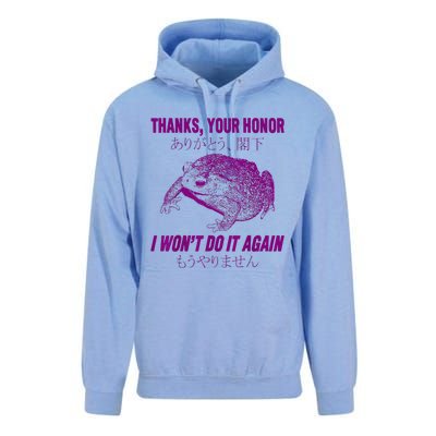 Thanks Your Honor I WonT Do It Again Frog Unisex Surf Hoodie