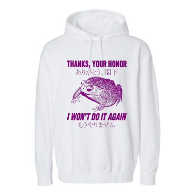 Thanks Your Honor I WonT Do It Again Frog Garment-Dyed Fleece Hoodie