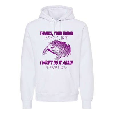 Thanks Your Honor I WonT Do It Again Frog Premium Hoodie