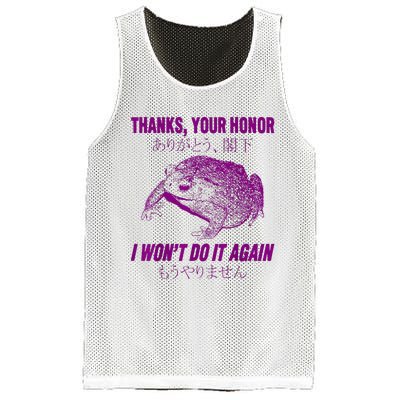 Thanks Your Honor I WonT Do It Again Frog Mesh Reversible Basketball Jersey Tank