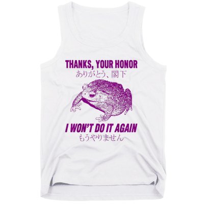 Thanks Your Honor I WonT Do It Again Frog Tank Top