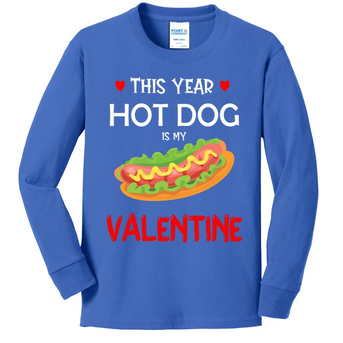 This Year Hot Dog Is My Valentine Sausage Lover Food Jokes Gift Kids Long Sleeve Shirt