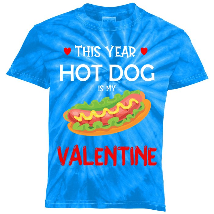 This Year Hot Dog Is My Valentine Sausage Lover Food Jokes Gift Kids Tie-Dye T-Shirt