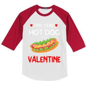 This Year Hot Dog Is My Valentine Sausage Lover Food Jokes Gift Kids Colorblock Raglan Jersey