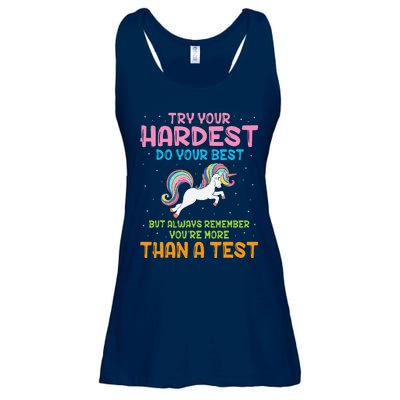 Try Your Hardest Unicorn Test Day Teacher's Testing Apparel Ladies Essential Flowy Tank