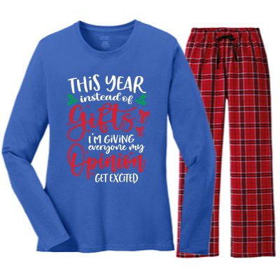 This Year Instead Of Funny Gift IM Giving My Opinion Christmas Gift Women's Long Sleeve Flannel Pajama Set 