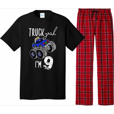 Truck Yeah Im 9 Monster Truck Birthday Car 9th Ninth Gift Pajama Set