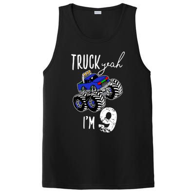 Truck Yeah Im 9 Monster Truck Birthday Car 9th Ninth Gift PosiCharge Competitor Tank