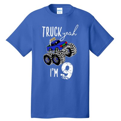 Truck Yeah Im 9 Monster Truck Birthday Car 9th Ninth Gift Tall T-Shirt