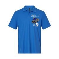 Truck Yeah Im 9 Monster Truck Birthday Car 9th Ninth Gift Softstyle Adult Sport Polo