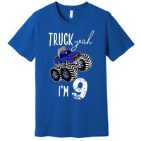 Truck Yeah Im 9 Monster Truck Birthday Car 9th Ninth Gift Premium T-Shirt