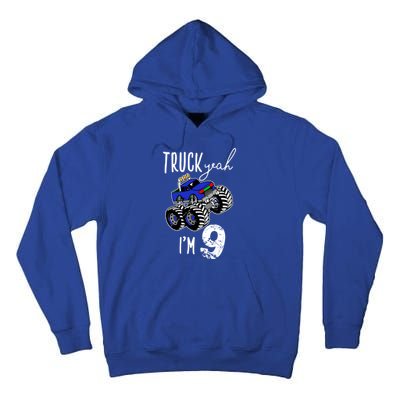 Truck Yeah Im 9 Monster Truck Birthday Car 9th Ninth Gift Tall Hoodie