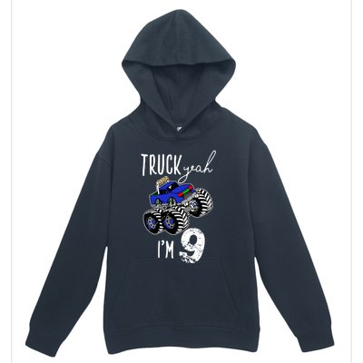 Truck Yeah Im 9 Monster Truck Birthday Car 9th Ninth Gift Urban Pullover Hoodie