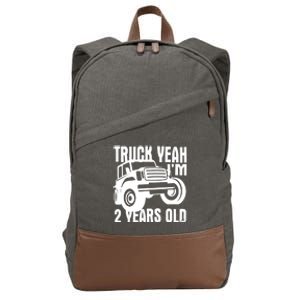 Truck Yeah Im Two Years Old Funny 2nd Birthday Gift Cotton Canvas Backpack