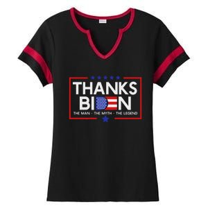 Thank You Joe Biden Man Myth Legend Usa Flag President Ladies Halftime Notch Neck Tee