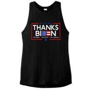 Thank You Joe Biden Man Myth Legend Usa Flag President Ladies PosiCharge Tri-Blend Wicking Tank