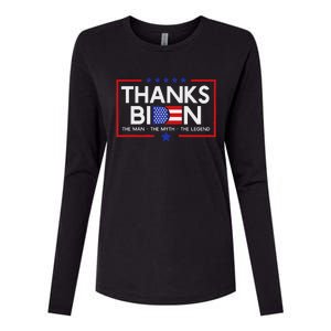 Thank You Joe Biden Man Myth Legend Usa Flag President Womens Cotton Relaxed Long Sleeve T-Shirt