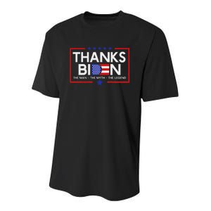 Thank You Joe Biden Man Myth Legend Usa Flag President Youth Performance Sprint T-Shirt