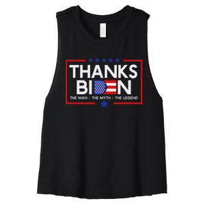 Thank You Joe Biden Man Myth Legend Usa Flag President Women's Racerback Cropped Tank