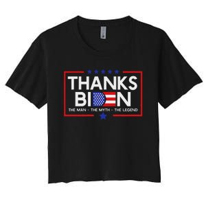 Thank You Joe Biden Man Myth Legend Usa Flag President Women's Crop Top Tee