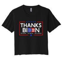 Thank You Joe Biden Man Myth Legend Usa Flag President Women's Crop Top Tee