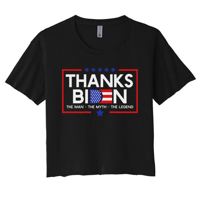 Thank You Joe Biden Man Myth Legend Usa Flag President Women's Crop Top Tee