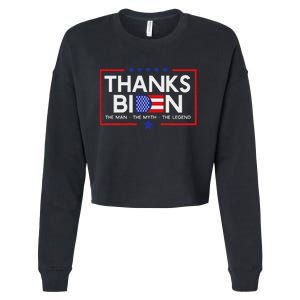 Thank You Joe Biden Man Myth Legend Usa Flag President Cropped Pullover Crew