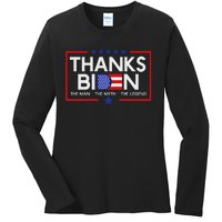 Thank You Joe Biden Man Myth Legend Usa Flag President Ladies Long Sleeve Shirt