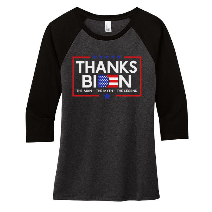 Thank You Joe Biden Man Myth Legend Usa Flag President Women's Tri-Blend 3/4-Sleeve Raglan Shirt