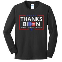 Thank You Joe Biden Man Myth Legend Usa Flag President Kids Long Sleeve Shirt