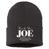 Thank You Joe! Funny Immunity Pun For President Biden Sustainable Knit Beanie