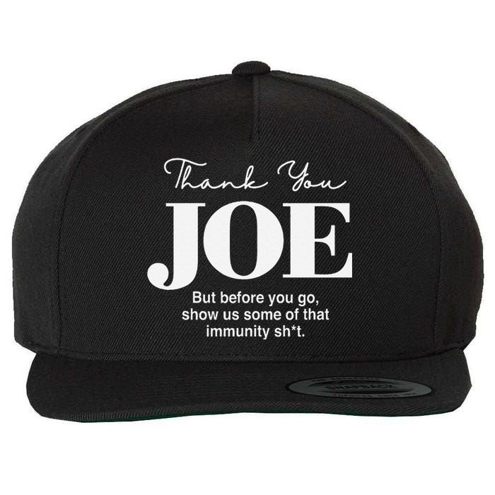 Thank You Joe! Funny Immunity Pun For President Biden Wool Snapback Cap