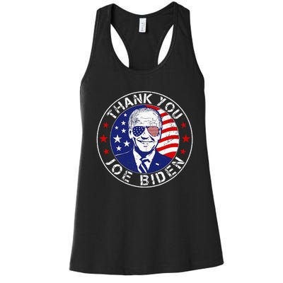 Thank You Joe Biden Usa Flag President Thanks Joe Women's Racerback Tank