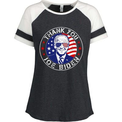 Thank You Joe Biden Usa Flag President Thanks Joe Enza Ladies Jersey Colorblock Tee