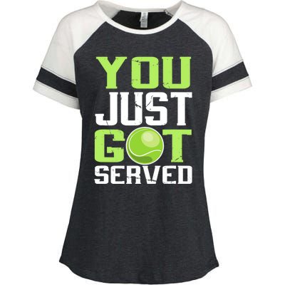 Tennis You Just Got Served Tennis Fans Enza Ladies Jersey Colorblock Tee