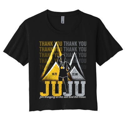 Thank You Juju Proud And Patriotic Saint Lucia Flag Pitons Women's Crop Top Tee