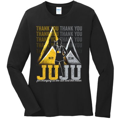 Thank You Juju Proud And Patriotic Saint Lucia Flag Pitons Ladies Long Sleeve Shirt