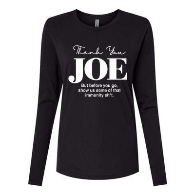 Thank You Joe! Funny Immunity Pun For President Biden Womens Cotton Relaxed Long Sleeve T-Shirt